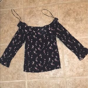 Black Flowered Off the Shoulder Top